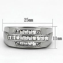 Load image into Gallery viewer, TK956 - High polished (no plating) Stainless Steel Ring with Top Grade Crystal  in Clear