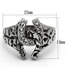 Load image into Gallery viewer, TK961 - High polished (no plating) Stainless Steel Ring with Top Grade Crystal  in Clear