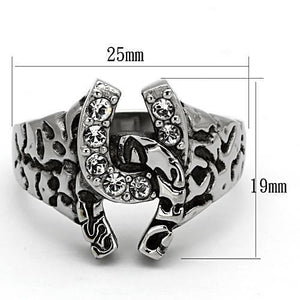 TK961 - High polished (no plating) Stainless Steel Ring with Top Grade Crystal  in Clear