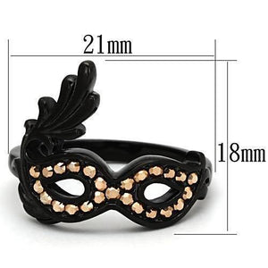 TK983 - IP Black(Ion Plating) Stainless Steel Ring with Top Grade Crystal  in Metallic Light Gold