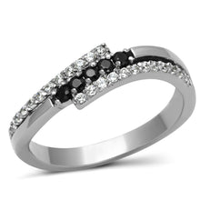 Load image into Gallery viewer, TK996 - High polished (no plating) Stainless Steel Ring with AAA Grade CZ  in Black Diamond