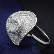 Load image into Gallery viewer, TS015 - Rhodium 925 Sterling Silver Ring with AAA Grade CZ  in Clear