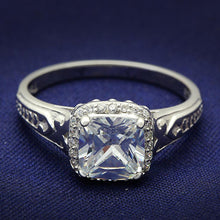 Load image into Gallery viewer, TS019 - Rhodium 925 Sterling Silver Ring with AAA Grade CZ  in Clear