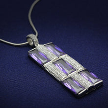 Load image into Gallery viewer, TS026 - Rhodium 925 Sterling Silver Chain Pendant with AAA Grade CZ  in Amethyst