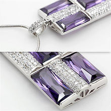 Load image into Gallery viewer, TS026 - Rhodium 925 Sterling Silver Chain Pendant with AAA Grade CZ  in Amethyst