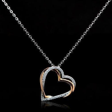 TS037 - Rose Gold + Rhodium 925 Sterling Silver Necklace with AAA Grade CZ  in Clear