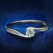 Load image into Gallery viewer, TS041 - Rhodium 925 Sterling Silver Ring with AAA Grade CZ  in Clear