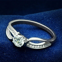 Load image into Gallery viewer, TS044 - Rhodium 925 Sterling Silver Ring with AAA Grade CZ  in Clear