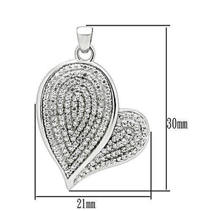 TS048 - Rhodium 925 Sterling Silver Chain Pendant with AAA Grade CZ  in Clear