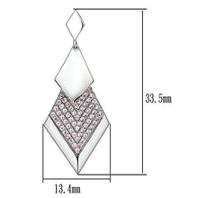Load image into Gallery viewer, TS053 - Rhodium 925 Sterling Silver Earrings with AAA Grade CZ  in Rose