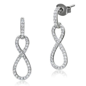 TS067 - Rhodium 925 Sterling Silver Earrings with AAA Grade CZ  in Clear