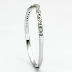 TS076 - Rhodium 925 Sterling Silver Ring with AAA Grade CZ  in Clear