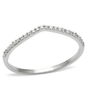 TS076 - Rhodium 925 Sterling Silver Ring with AAA Grade CZ  in Clear