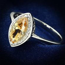 Load image into Gallery viewer, TS098 - Rhodium 925 Sterling Silver Ring with AAA Grade CZ  in Champagne