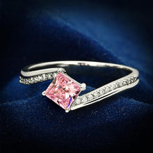 Load image into Gallery viewer, TS100 - Rhodium 925 Sterling Silver Ring with AAA Grade CZ  in Rose
