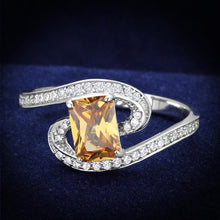 Load image into Gallery viewer, TS183 - Rhodium 925 Sterling Silver Ring with AAA Grade CZ  in Champagne