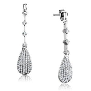 TS292 - Rhodium 925 Sterling Silver Earrings with AAA Grade CZ  in Clear