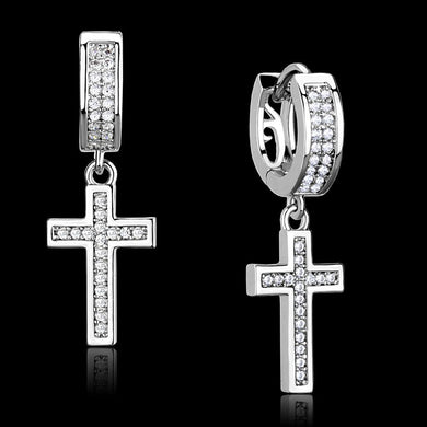 TS295 - Rhodium 925 Sterling Silver Earrings with AAA Grade CZ  in Clear