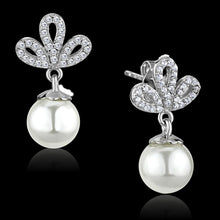 Load image into Gallery viewer, TS299 - Rhodium 925 Sterling Silver Earrings with Synthetic Pearl in White