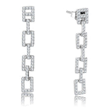 Load image into Gallery viewer, TS326 - Rhodium 925 Sterling Silver Earrings with AAA Grade CZ  in Clear