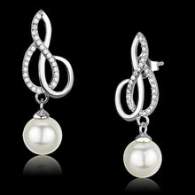 Load image into Gallery viewer, TS382 - Rhodium 925 Sterling Silver Earrings with Synthetic Pearl in Citrine Yellow