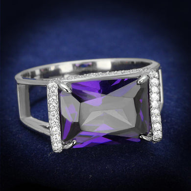 TS417 - Rhodium 925 Sterling Silver Ring with AAA Grade CZ  in Amethyst