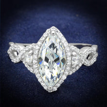 Load image into Gallery viewer, TS457 - Rhodium 925 Sterling Silver Ring with AAA Grade CZ  in Clear