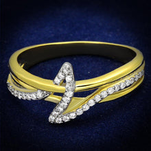 Load image into Gallery viewer, TS461 - Gold+Rhodium 925 Sterling Silver Ring with AAA Grade CZ  in Clear