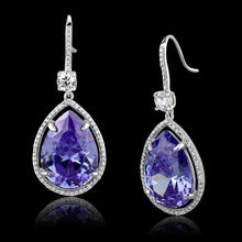 Load image into Gallery viewer, TS477 - Rhodium 925 Sterling Silver Earrings with AAA Grade CZ  in Light Amethyst