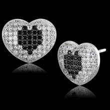 Load image into Gallery viewer, TS483 - Rhodium + Ruthenium 925 Sterling Silver Earrings with AAA Grade CZ  in Black Diamond