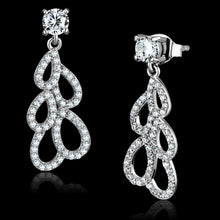 Load image into Gallery viewer, TS496 - Rhodium 925 Sterling Silver Earrings with AAA Grade CZ  in Clear