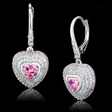 Load image into Gallery viewer, TS505 - Rhodium 925 Sterling Silver Earrings with AAA Grade CZ  in Rose