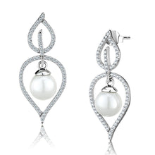 Load image into Gallery viewer, TS510 - Rhodium 925 Sterling Silver Earrings with Semi-Precious Glass Bead in White