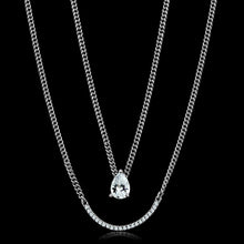 Load image into Gallery viewer, TS514 - Rhodium 925 Sterling Silver Necklace with AAA Grade CZ  in Clear
