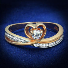 Load image into Gallery viewer, TS544 - Rose Gold + Rhodium 925 Sterling Silver Ring with AAA Grade CZ  in Clear