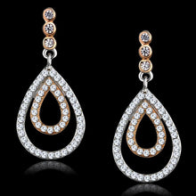 Load image into Gallery viewer, TS548 - Rose Gold + Rhodium 925 Sterling Silver Earrings with AAA Grade CZ  in Clear
