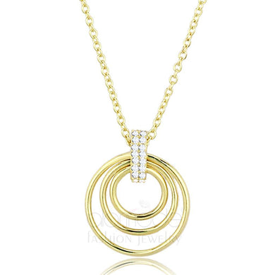 TS601 - Gold 925 Sterling Silver Necklace with AAA Grade CZ  in Clear