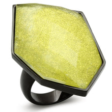 Load image into Gallery viewer, VL001 - IP Black(Ion Plating) Brass Ring with Synthetic Synthetic Stone in Apple Green color