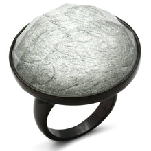 Load image into Gallery viewer, VL003 - IP Black(Ion Plating) Brass Ring with Synthetic Synthetic Stone in Light Gray