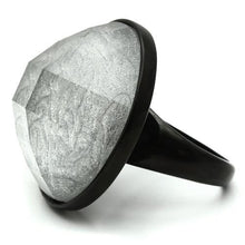 Load image into Gallery viewer, VL003 - IP Black(Ion Plating) Brass Ring with Synthetic Synthetic Stone in Light Gray