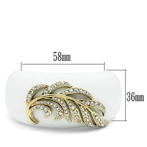 VL028 - IP Gold(Ion Plating) Brass Bangle with Synthetic Synthetic Stone in White