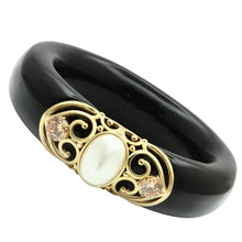 Load image into Gallery viewer, VL032 - IP Gold(Ion Plating) Brass Bangle with Synthetic Pearl in White