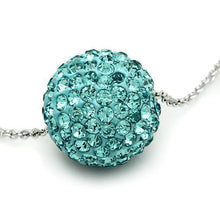 Load image into Gallery viewer, VL059 - Rhodium Brass Chain Pendant with Top Grade Crystal  in Sea Blue