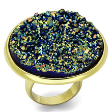 Load image into Gallery viewer, VL086 IP Gold(Ion Plating) Brass Ring with Synthetic in Sapphire