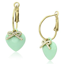 Load image into Gallery viewer, VL101 - IP Gold(Ion Plating) Brass Earrings with Synthetic Synthetic Stone in Emerald